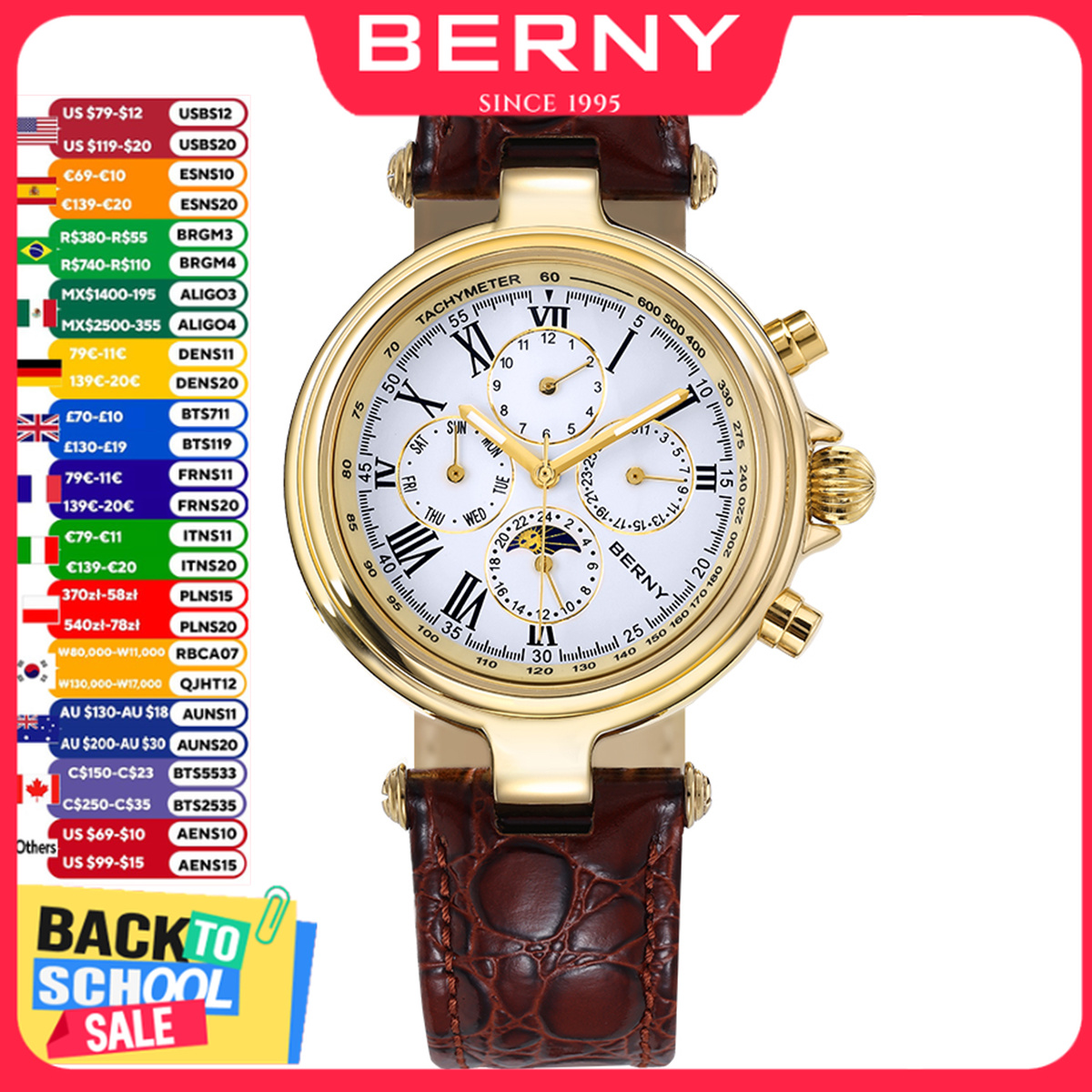 Seiko Watch Prospex - BERNY Retro Automatic Men's Watch Sun&Moon