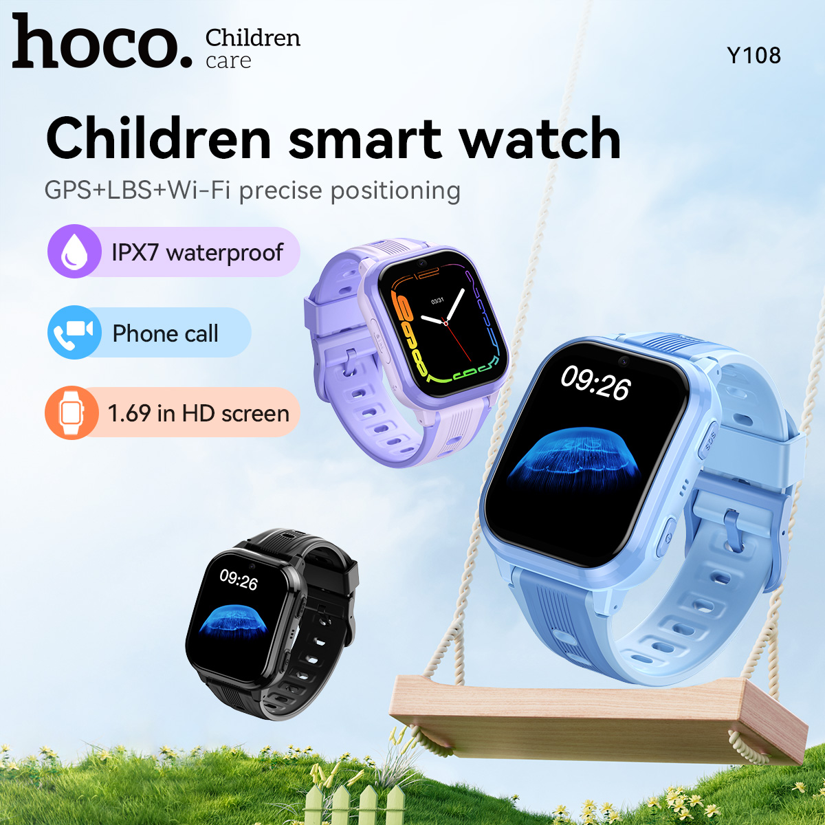Smartwatch Watches For Kid Boy - HOCO Y108 1.69inch HD LCD Curved