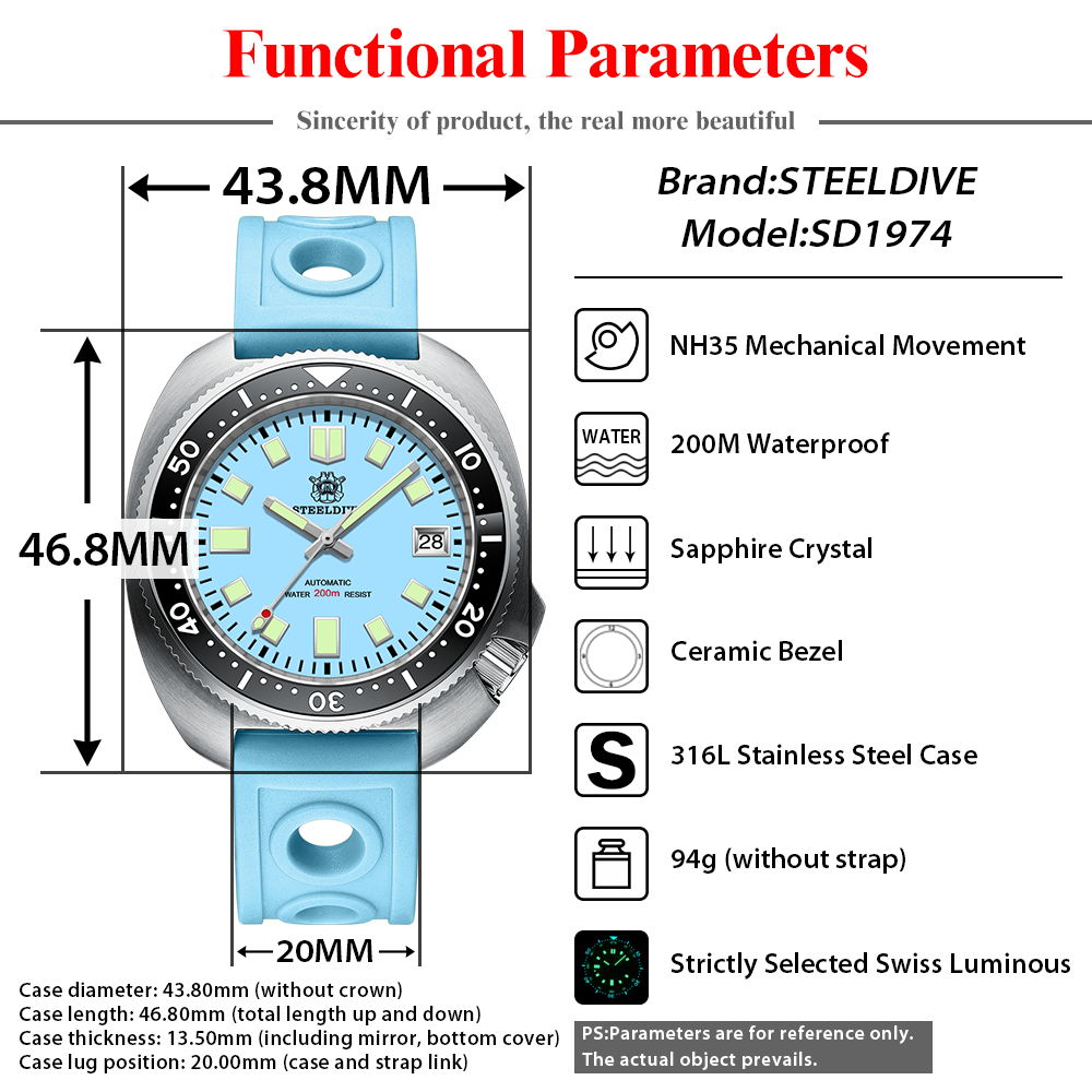 STEELDIVE SD1974 New 43.8mm Pi - огляд і ціна Seiko Watch Prospex
