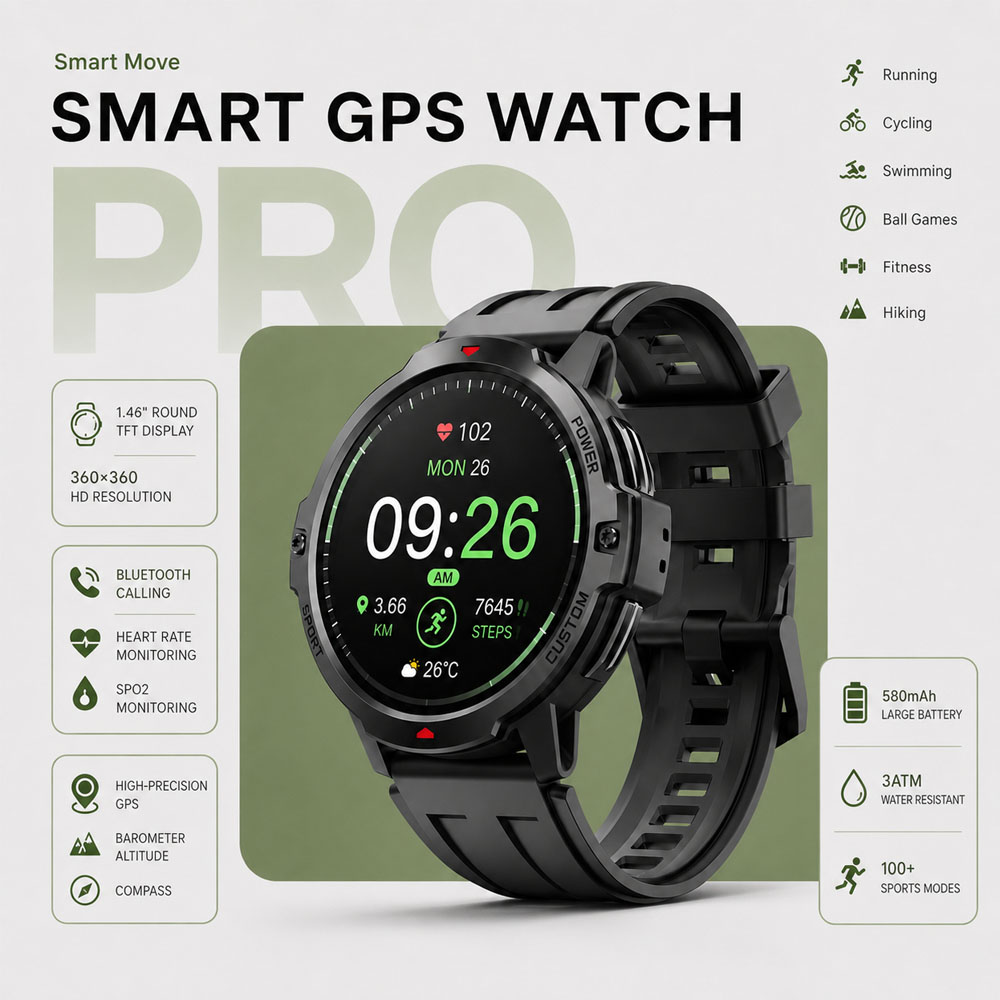 NEW 1.46 Inches Military GPS S - огляд і ціна Smartwatch Timex Watches For Women