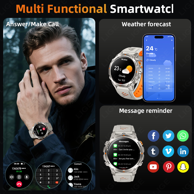 LIGE Rugged GPS Track Smart Wa - огляд і ціна Watch Smart Smartwatch